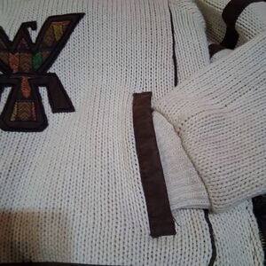 Men's Cream and Brown Crewneck Sweater